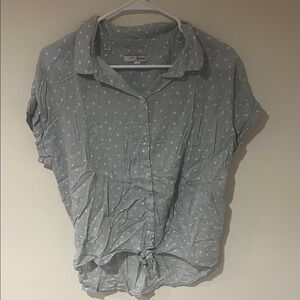 JACHS Girlfriend Blue Polka Dot Button-Down Shirt
